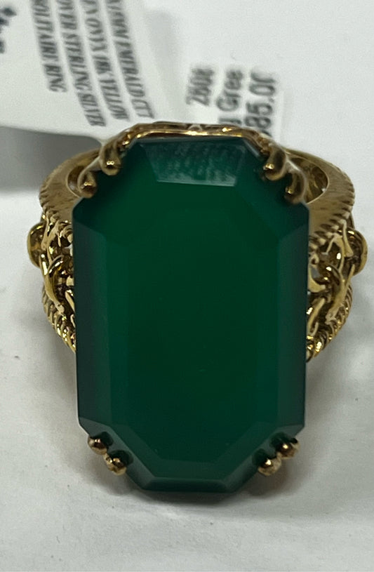 Gold Over Sterling Silver Green Onyx Ring Size 8 New w/ Tags JTV