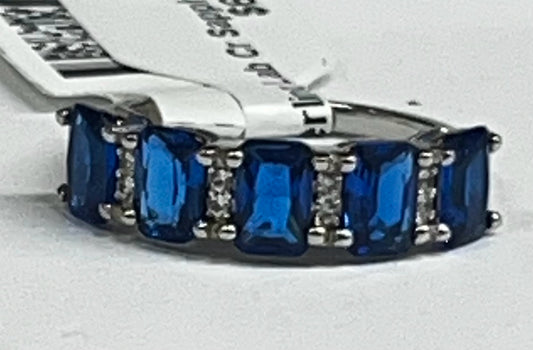 Sterling Lab Created Sapphire Ring New w/ Tags JTV Size 8