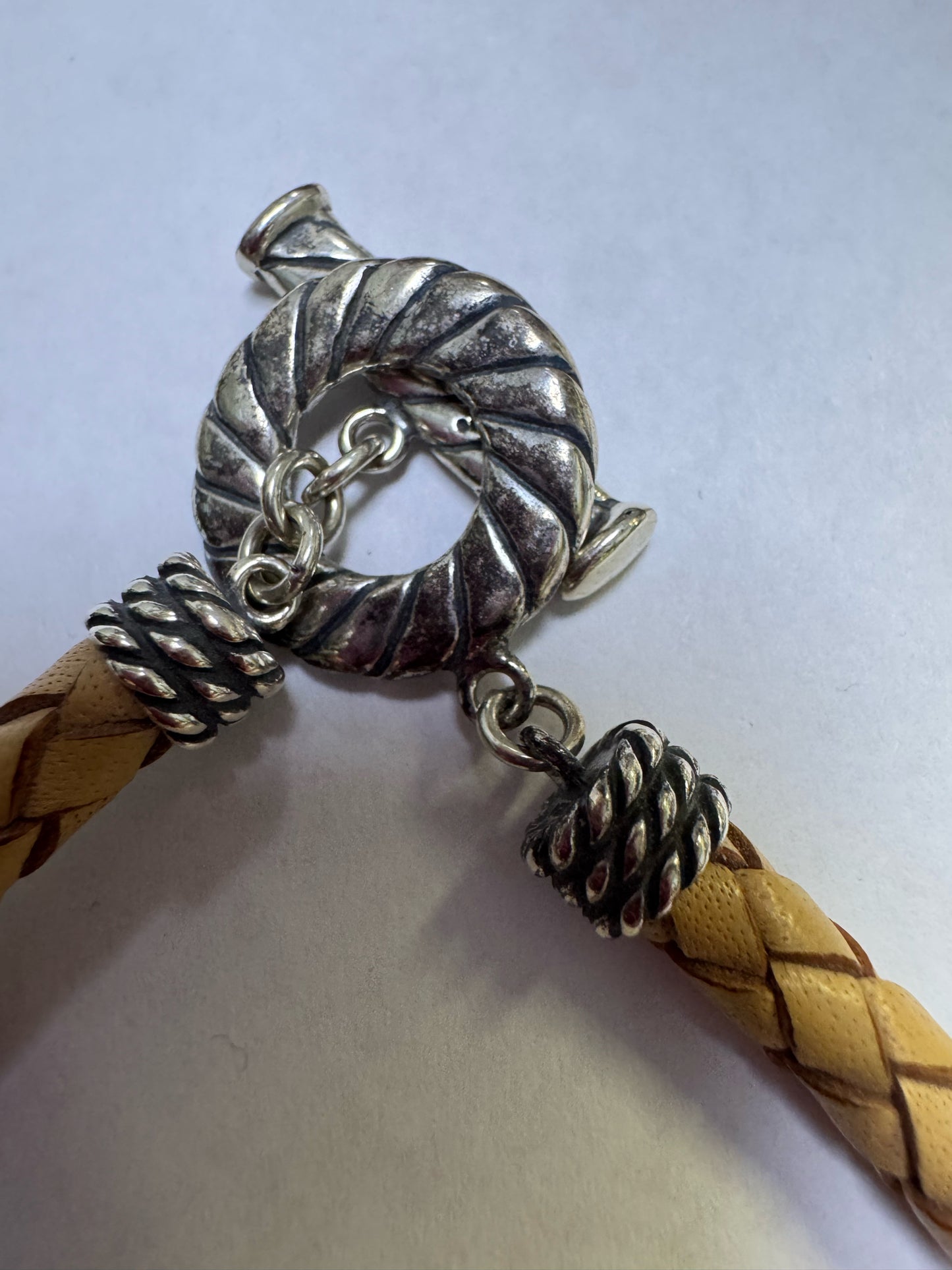 Carolyn Pollack Relios Sterling Silver Braid  Necklace Brown Jasper Bear Pendant