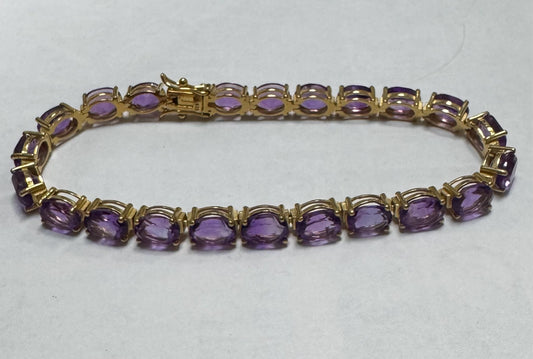Gold Over Sterling 22 ct tw Amethyst Tennis Bracelet 8" New JTV