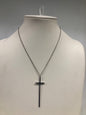 Carol Brodie MLD Sterling Silver Sapphire Cross Pendant 2.75" x.80" Chain 16-18"
