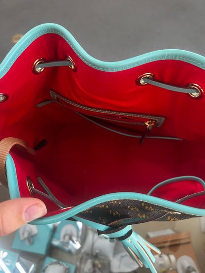 Designer Dooney & Bourke Brown/Turquoise Handbag
