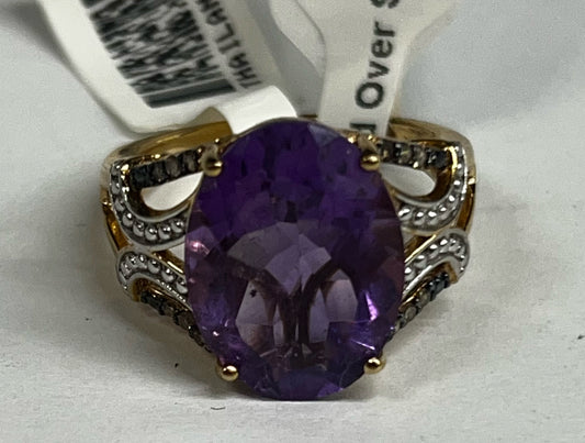 Gold Over Sterling Amethyst Ring New w/ Tags JTV Size 8