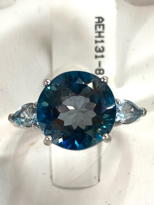 Sterling Silver Blue Topaz Ring Size 8 New w/ Tags JTV