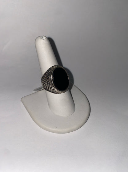 Sterling Silver Onyx Ring Size 9