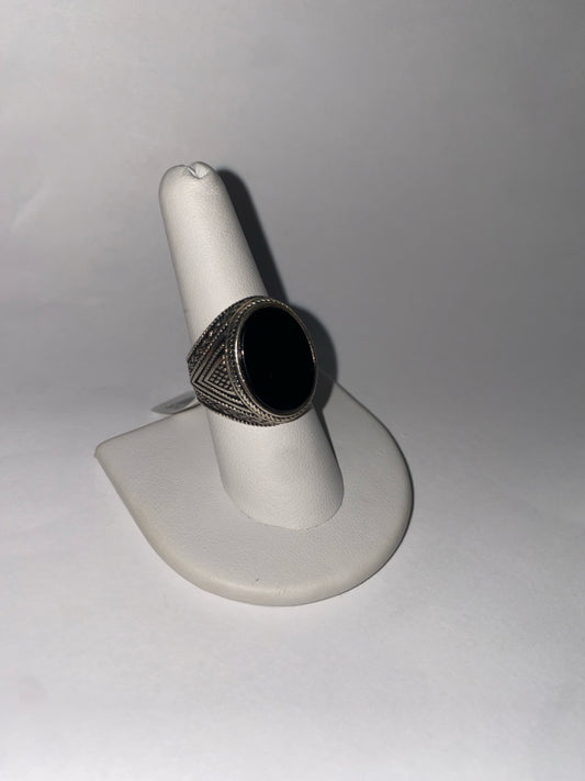 Sterling Silver Onyx Ring Size 9