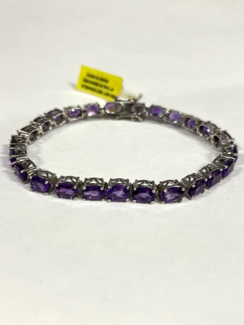 Chuck Clemency STS Sterling Silver Purple Amethyst Tennis Bracelet 7.5"