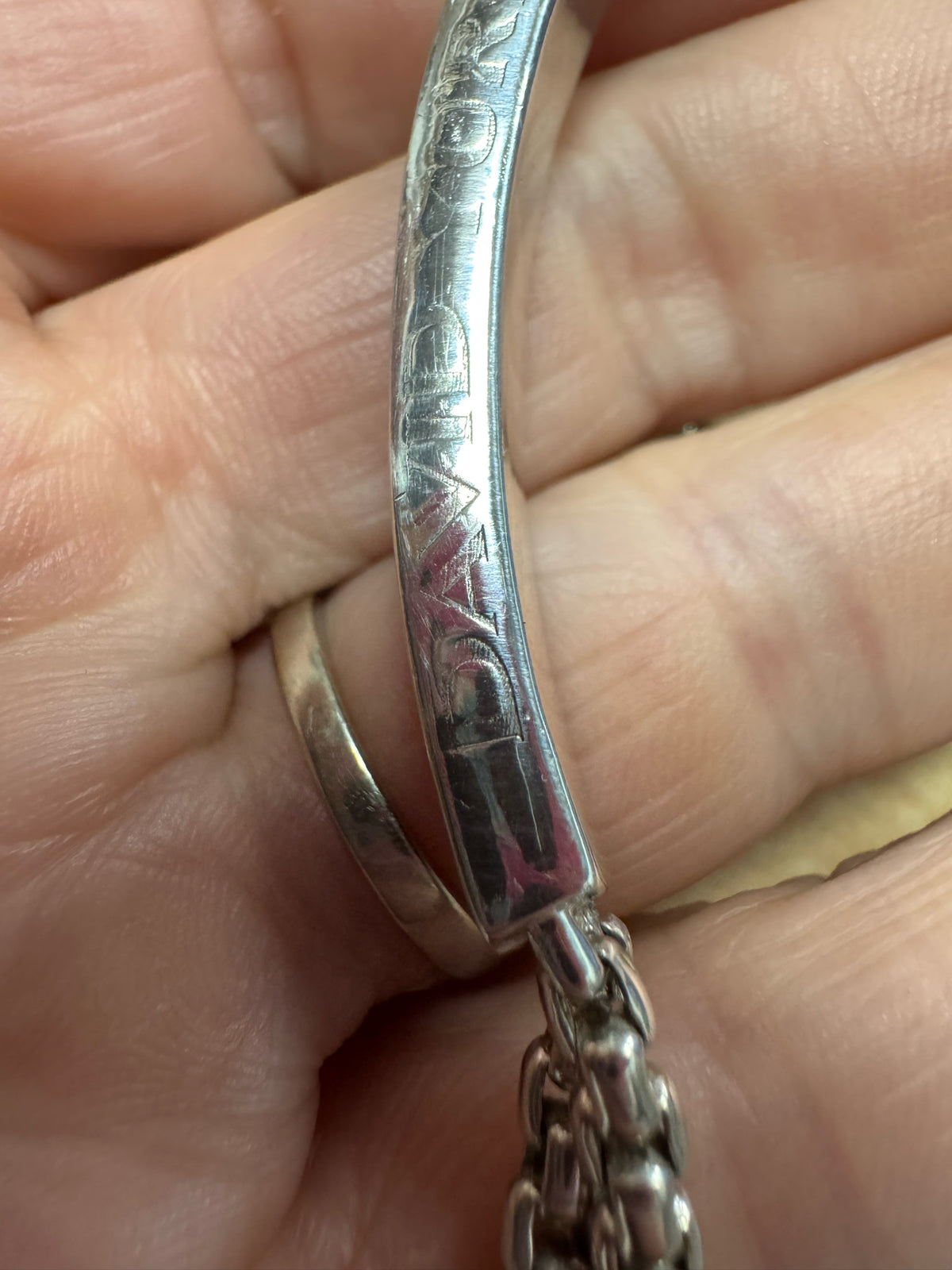 David Yurman Sterling Silver Onyx ID Bracelet 8.5" Double Row