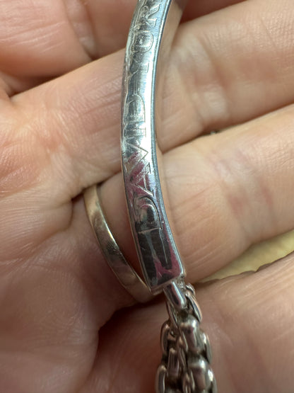 David Yurman Sterling Silver Onyx ID Bracelet 8.5" Double Row