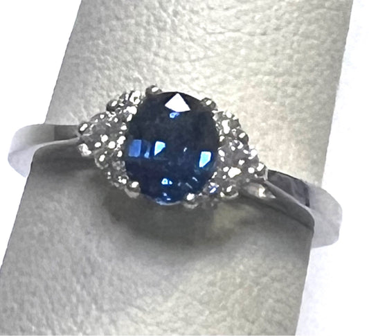 14kw Natural Sapphire 1/5 ct tw Diamond Ring