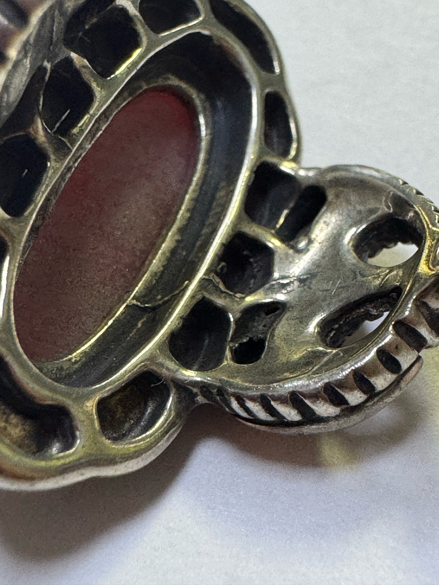 Carolyn Pollack Sterling Silver Copper and Brass Pink Rhodonite Ring Size 8
