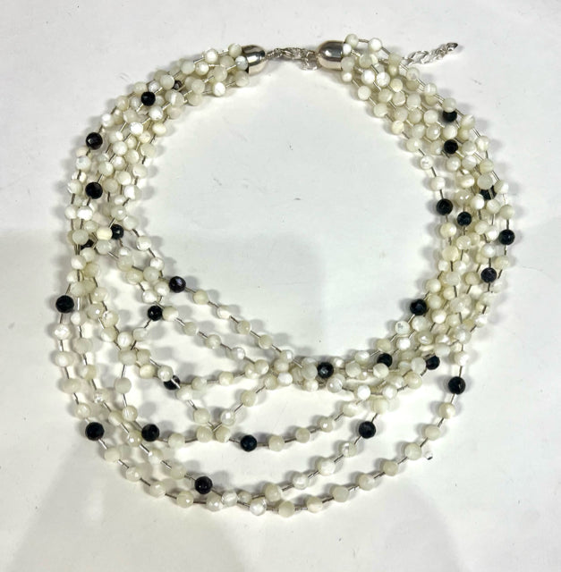 Jay King Mine Finds Sterling Silver 7 Strand Faceted Moonstone Bead Necklace Adj