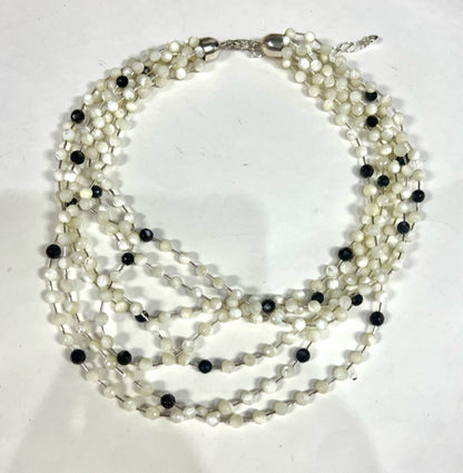 Jay King Mine Finds Sterling Silver 7 Strand Faceted Moonstone Bead Necklace Adj