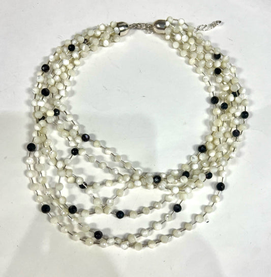Jay King Mine Finds Sterling Silver 7 Strand Faceted Moonstone Bead Necklace Adj