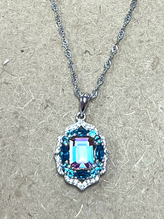 Sterling Silver Gemstone Pendant & Necklace JTV New