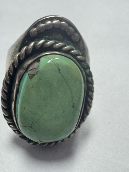 Native American Sterling Silver Ring Heavy Massive 33g Turquoise Size 11