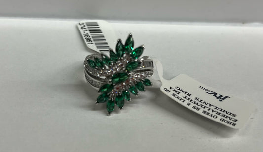 Sterling Silver Green CZ Ring Size 8 JTV New w/ Tags