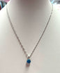 2 Pc Sterling Silver Blue Topaz Pendant & Chain & Earring Set