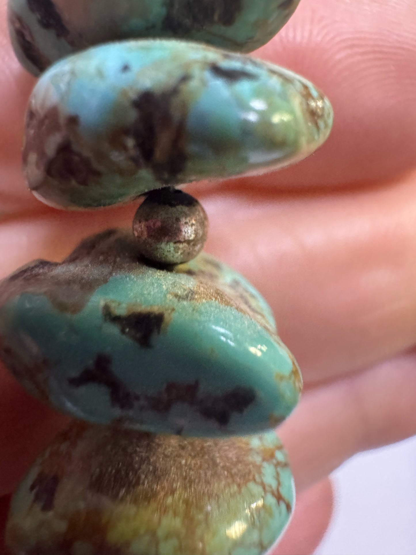 Native American Sterling Silver Turquoise Nugget & Slab 28" Necklace JN