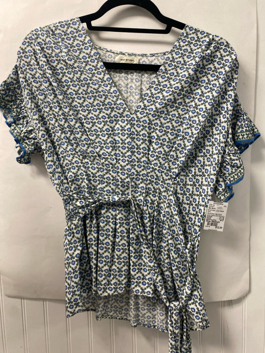 Blue/Green Max Studio Short Sleeve Shirt Women's