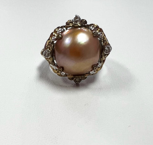 Gems en Vogue Michael Valitutti Pearl Ring Size 9 Sterling Silver