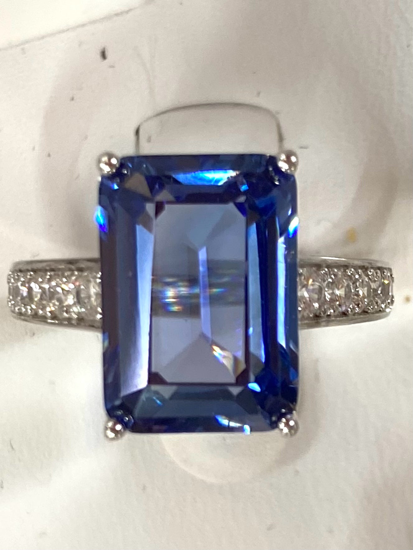Sterling Silver Blue White CZ Ring JTV Size 8
