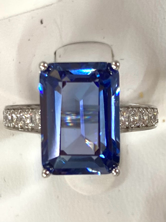 Sterling Silver Blue White CZ Ring JTV Size 8