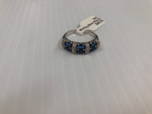Sterling Silver Ring Size 9 Blue CZ