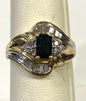 10k Yellow Gold  Sapphire & Diamond Ring Size 7