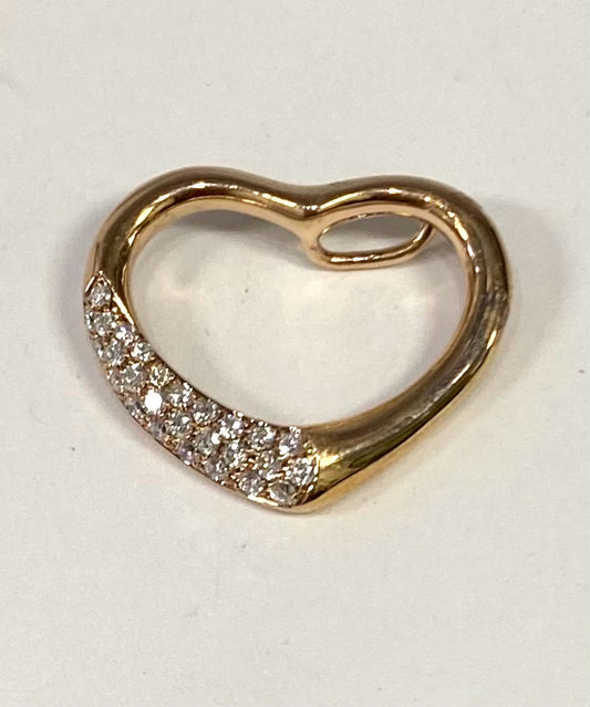 18k Rose Gold Heart .17 cttw Diamond Pendant