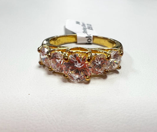 Gold Over Sterling Silver CZ Ring Size 8 JTV