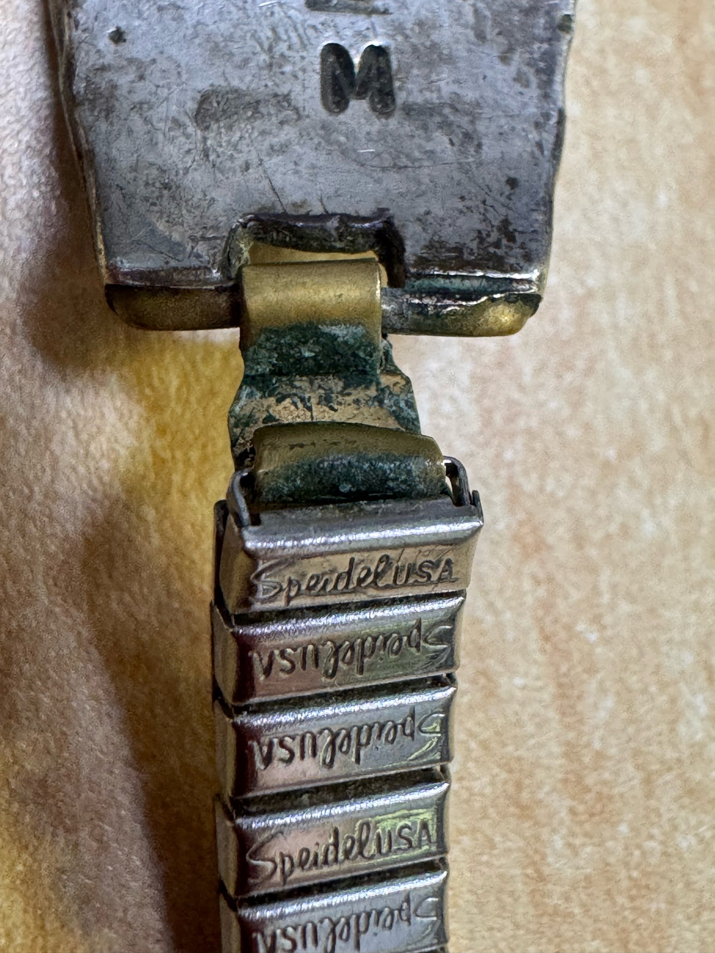 JJM Navajo Jim Julia Martinez Sterling Silver Turquoise Watch Tip Gold Wash Band