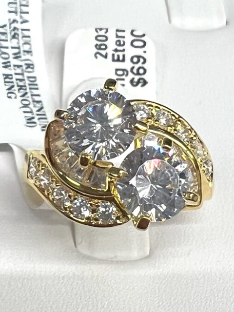 Gold Over Sterling Silver Eterno Ring JTV New w/ Tags Bella Luce Size 8