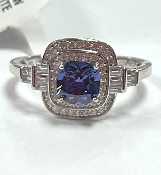 Sterling Silver Tanzanite  Simulant Ring New w/ Tags JTV Size 8