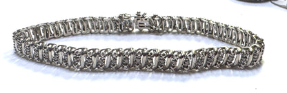 Sterling Silver Diamond Bracelet 7"
