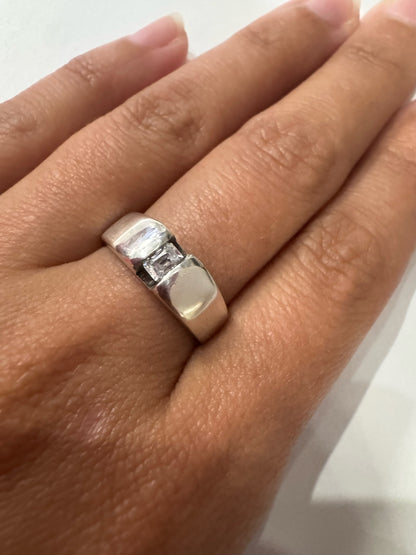 James Avery Sterling Silver Band Ring Size 6.25 Emerald Cut Cubic Zirconia CZ