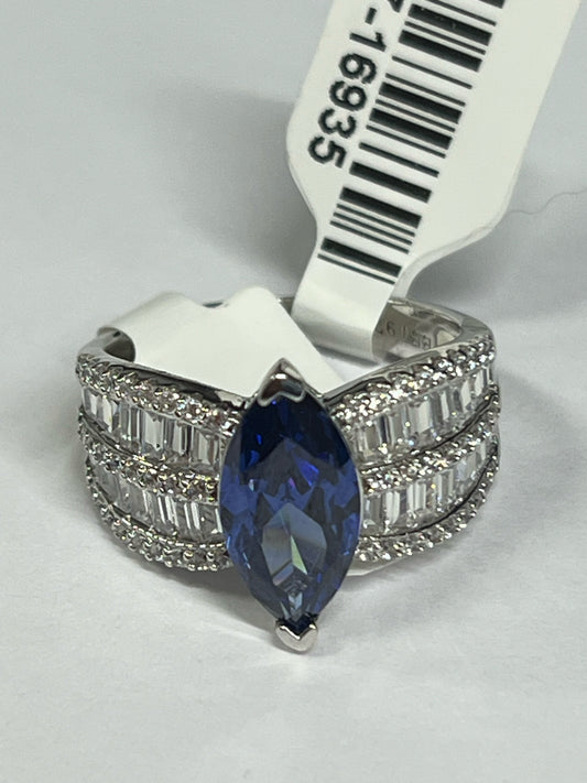 Sterling Silver Blue & White CZ Ring New w/ Tags JTV Size 8