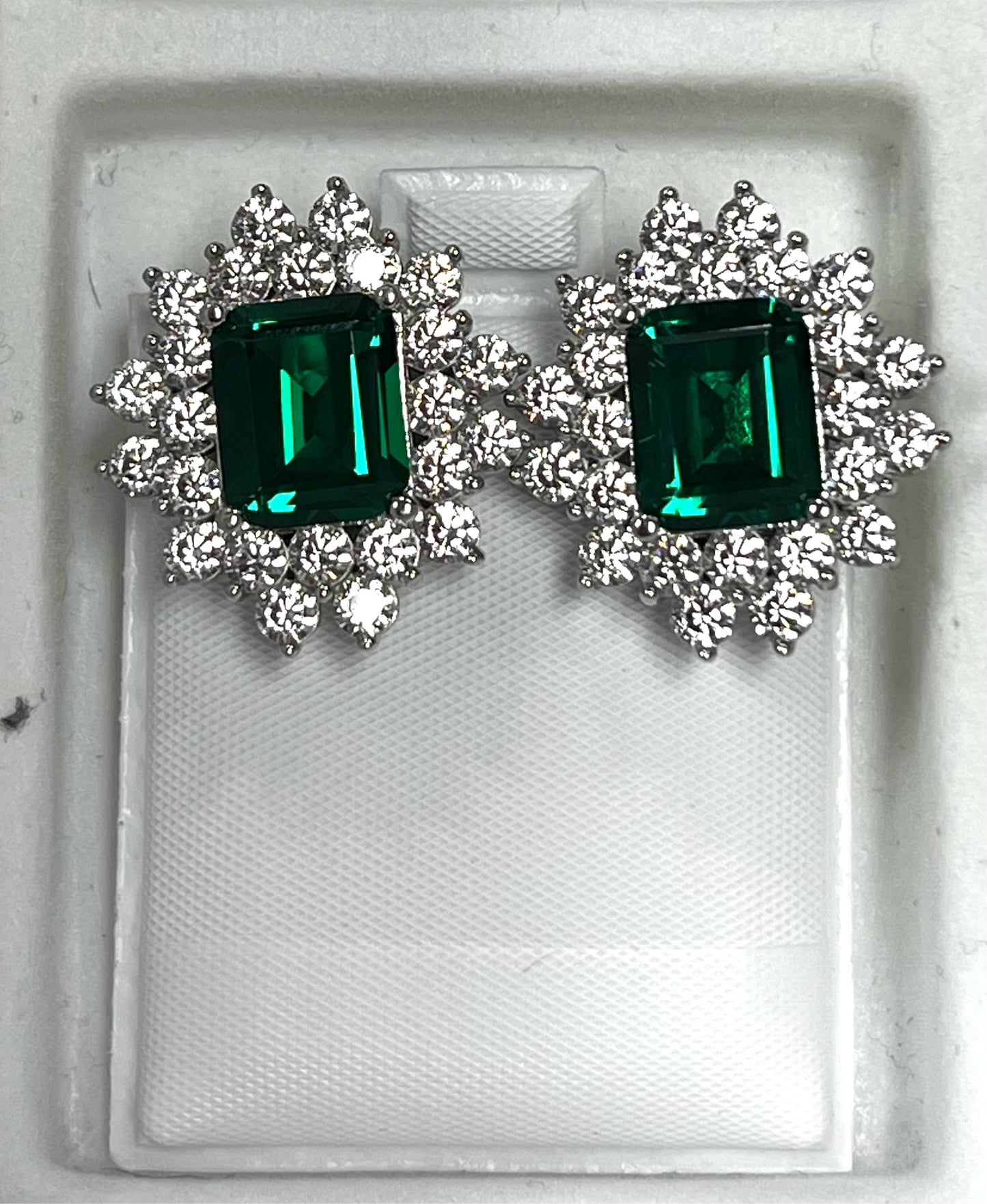 Sterling Silver Clip On Earrings Green CZ