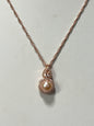 Rose Over Sterling Silver 925 Morganite White Zircon Pearl Pendant Chain Necklac