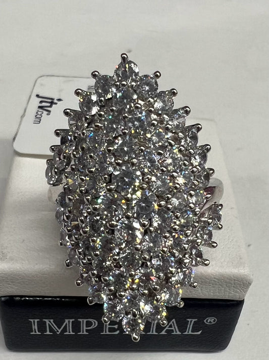 Sterling Silver CZ Ring Size 8 New w/ Tags JTV 3.92 ct tw