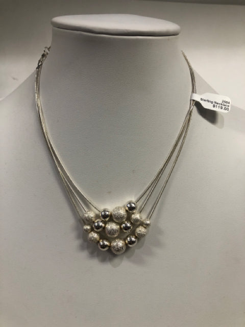 Sterling Necklace 17" Multi Strand