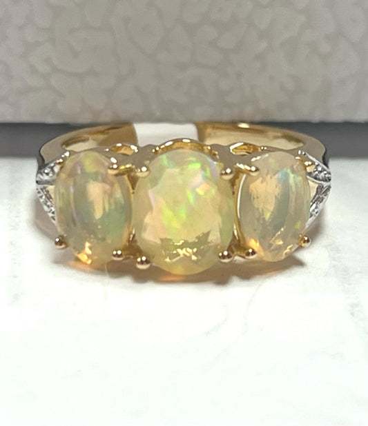 Gold Over 925 Sterling Silver Ethiopian Opal Ring New w/ Tags Size 8 JTV