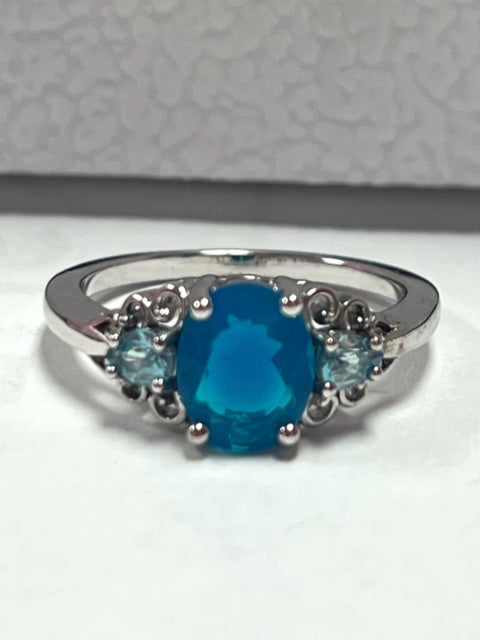 Sterling Silver Paraiba Blue Opal Ring JTV New Size 8