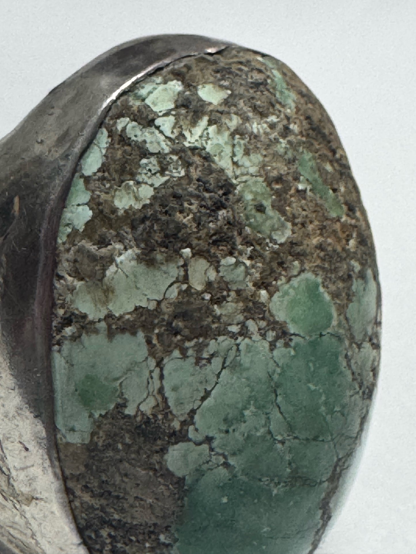 Vintage Native American Sterling Silver Heavy 29g Turquoise Ring Size 11.5