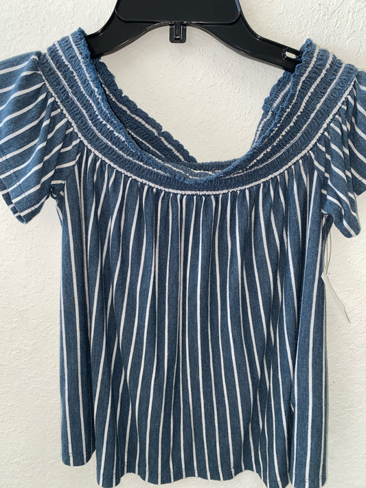 Blue Striped American Eagle Short Sleeve Shirt Women's