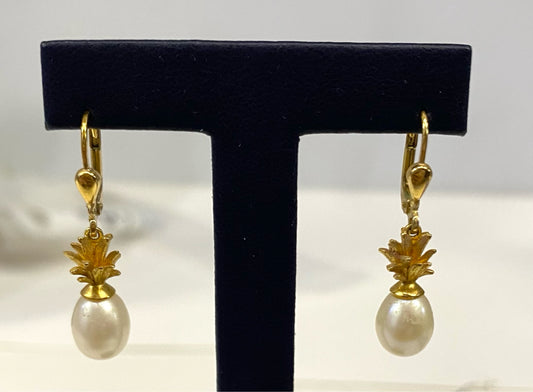 Gold Over Sterling Earrings Pearl