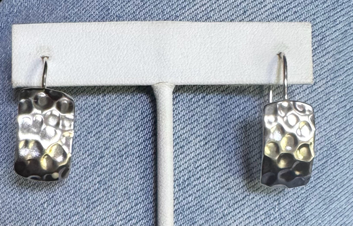 Silpada Sterling Silver Hammered Finish Dangle Hoop Earrings 1.15" x .45"