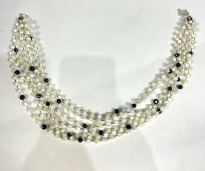 Jay King Mine Finds Sterling Silver 7 Strand Faceted Moonstone Bead Necklace Adj