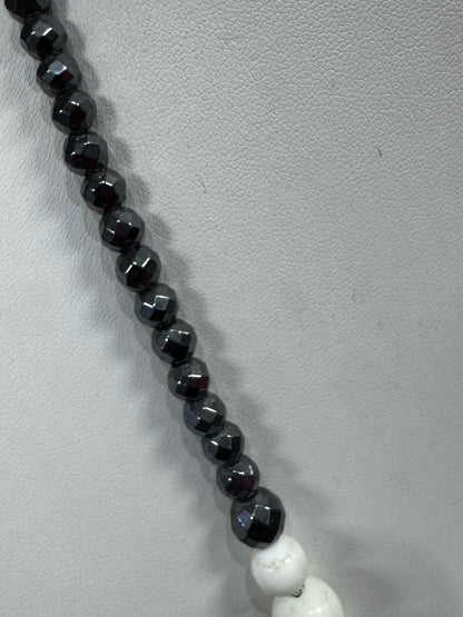 Dallas Prince faceted amethyst hematite white Agate sterling silver necklace 44"
