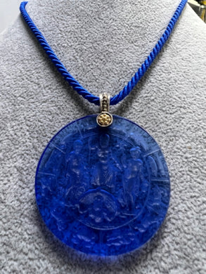 TAGLIAMONTE 925 Silver 14K Gold Blue Pendant Zodiac Wheel Rope Necklace